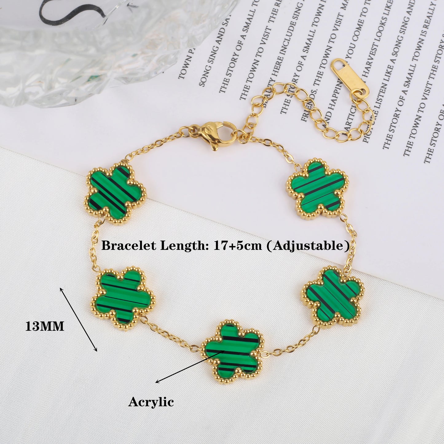 Elegant Gold-Plated Stainless Steel Plum Blossom Bracelet with Five Leaf Flower Design - Premium Jewelry Gift for Women