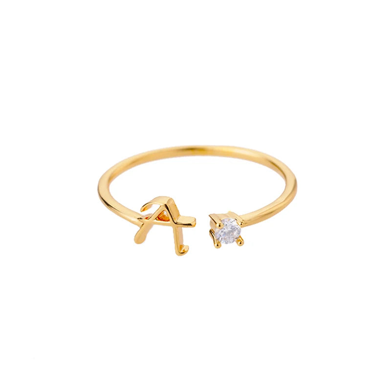 A-Z Initial Rings for Women Open Adjustable Stainless Steel Wedding Ring 2024 Trend Gold Color Couple Jewelry Accessories Gift