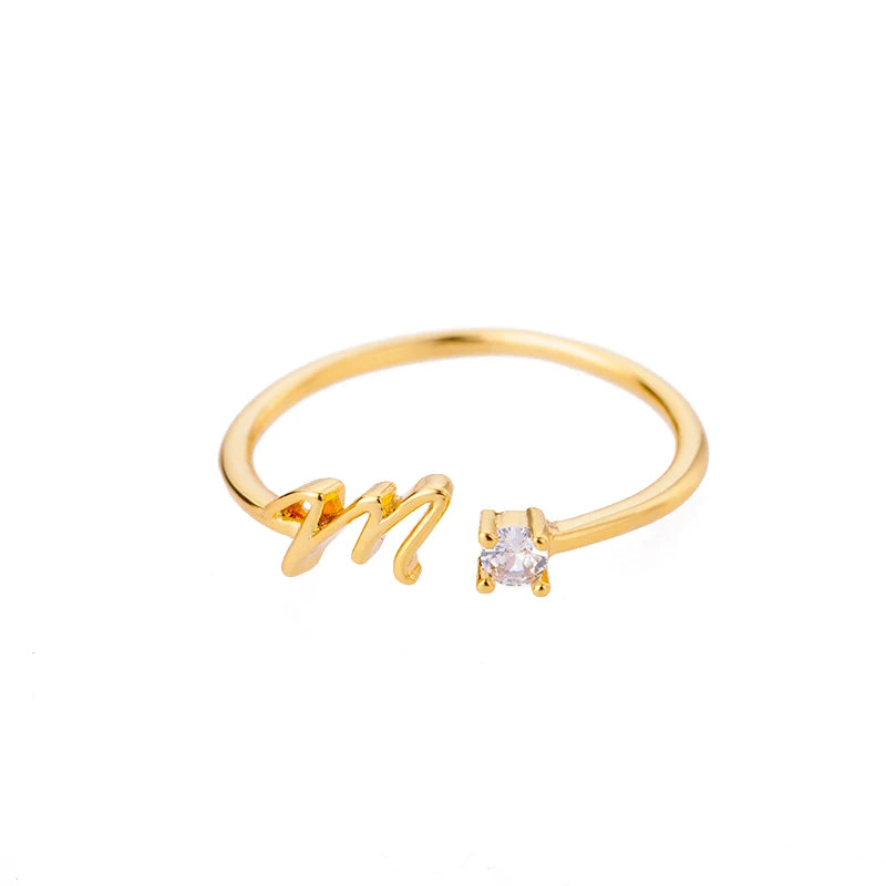 A-Z Initial Rings for Women Open Adjustable Stainless Steel Wedding Ring 2024 Trend Gold Color Couple Jewelry Accessories Gift